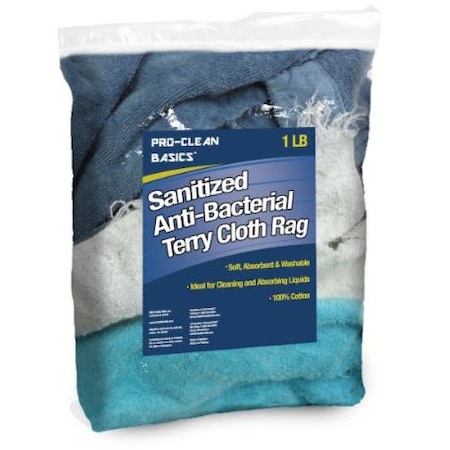 Proclean Sanitized Anti-Bacterial Terry Cloth Rag, Colored, 1lbs Bag WW99810